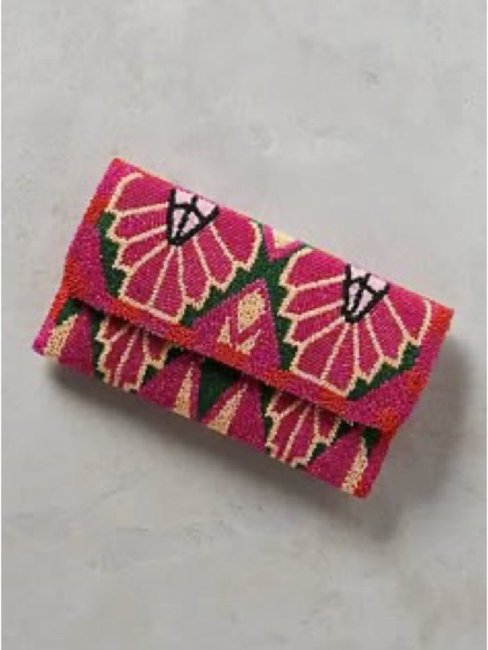 NWOT Anthropologie Beaded Clutch Handbag Pink Z39